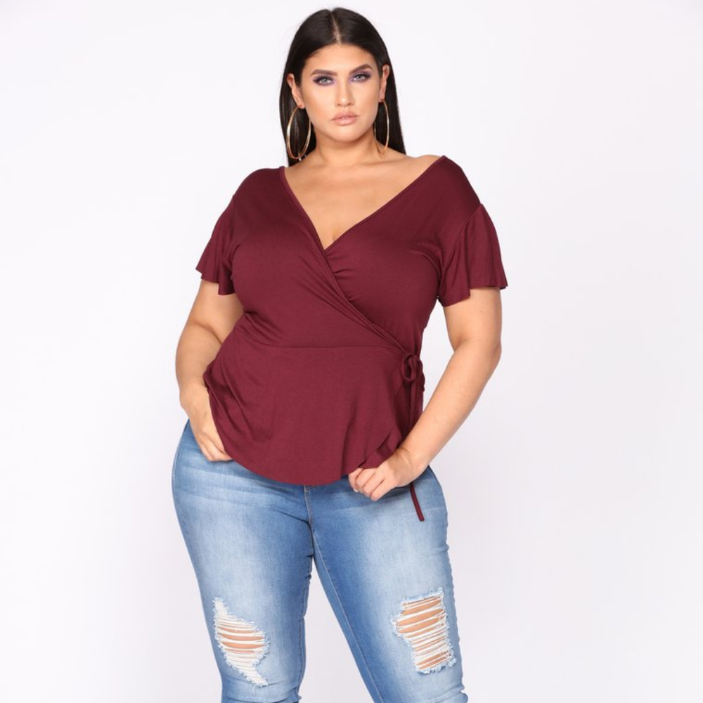 So Classic Wrap Top - Burgundy